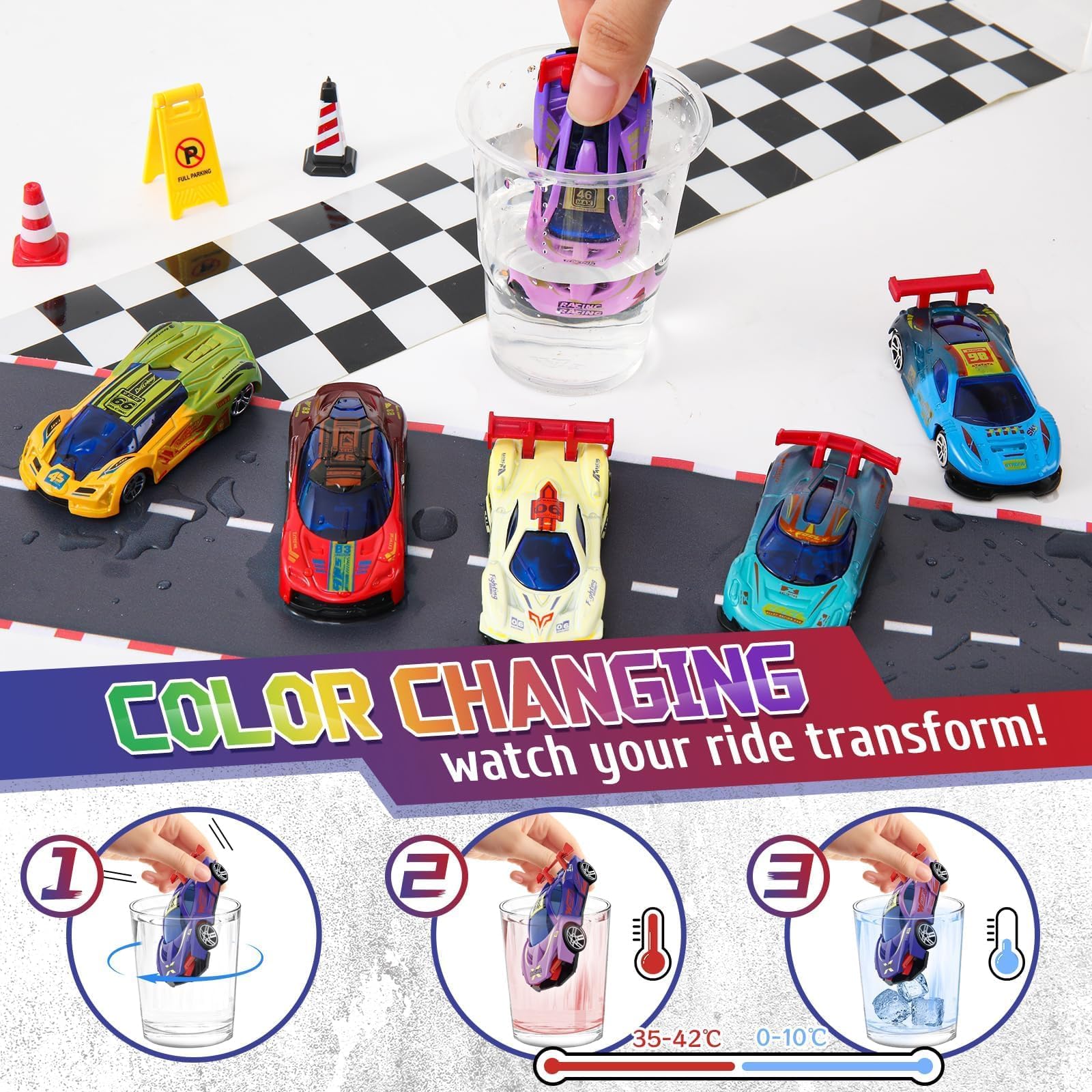 MACALOCA color-change cars bath time novelty encourages imaginative play in water.