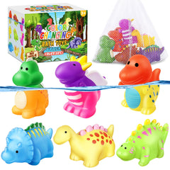 MACALOCA color-changing dinosaur bath toy reveals vibrant colors in warm water for engaging baths