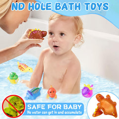 MACALOCA no-hole dinosaur bath toy keeps water out for hygienic, odor-free play