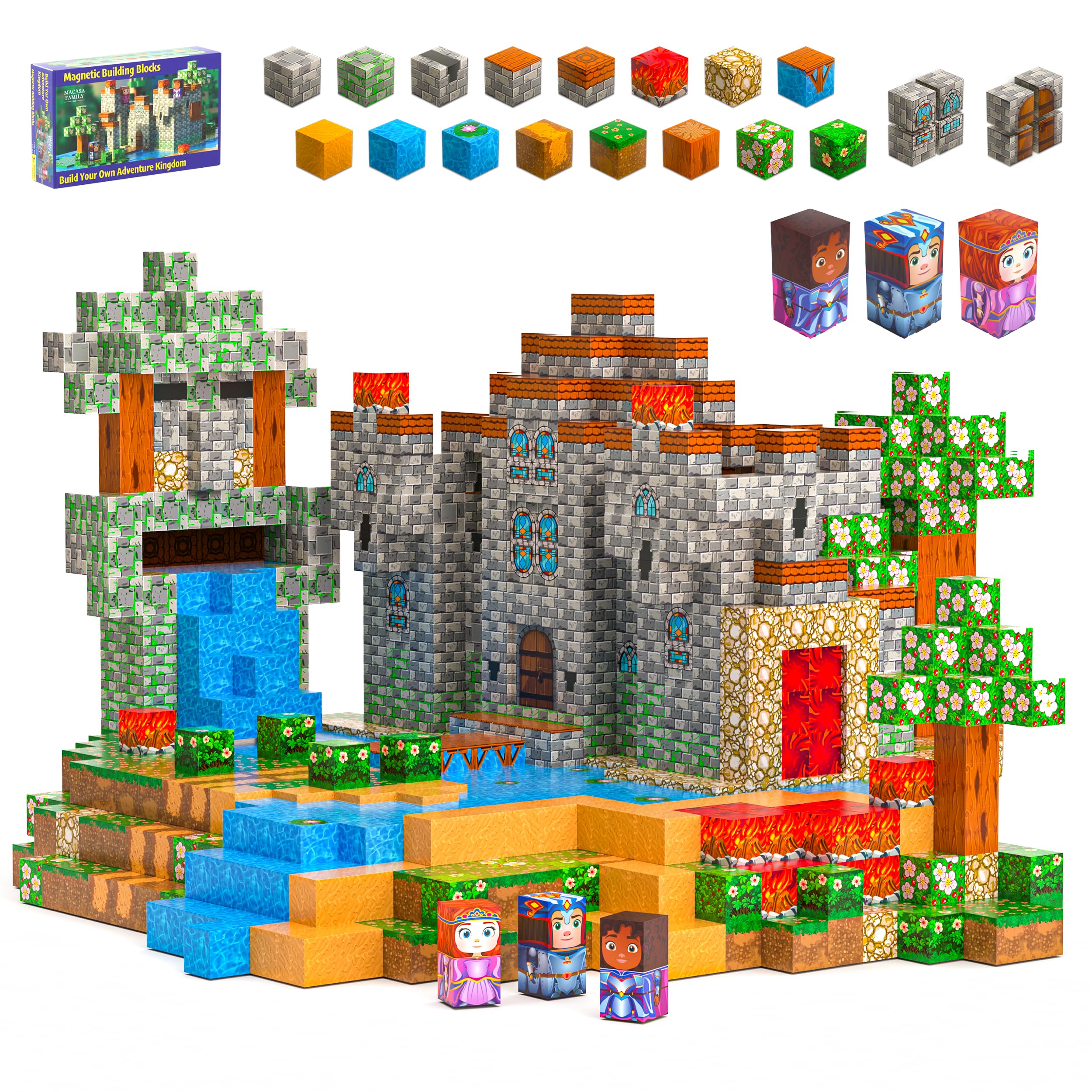 Macasa Family 120-piece magnetic blocks spark creativity with pixel cubes.