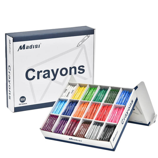 Madisi bulk crayons 900-count box offers durable classroom storage