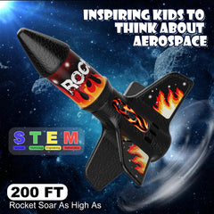 Mafbeanl rocket with LED night launch lights for tracking after dark.