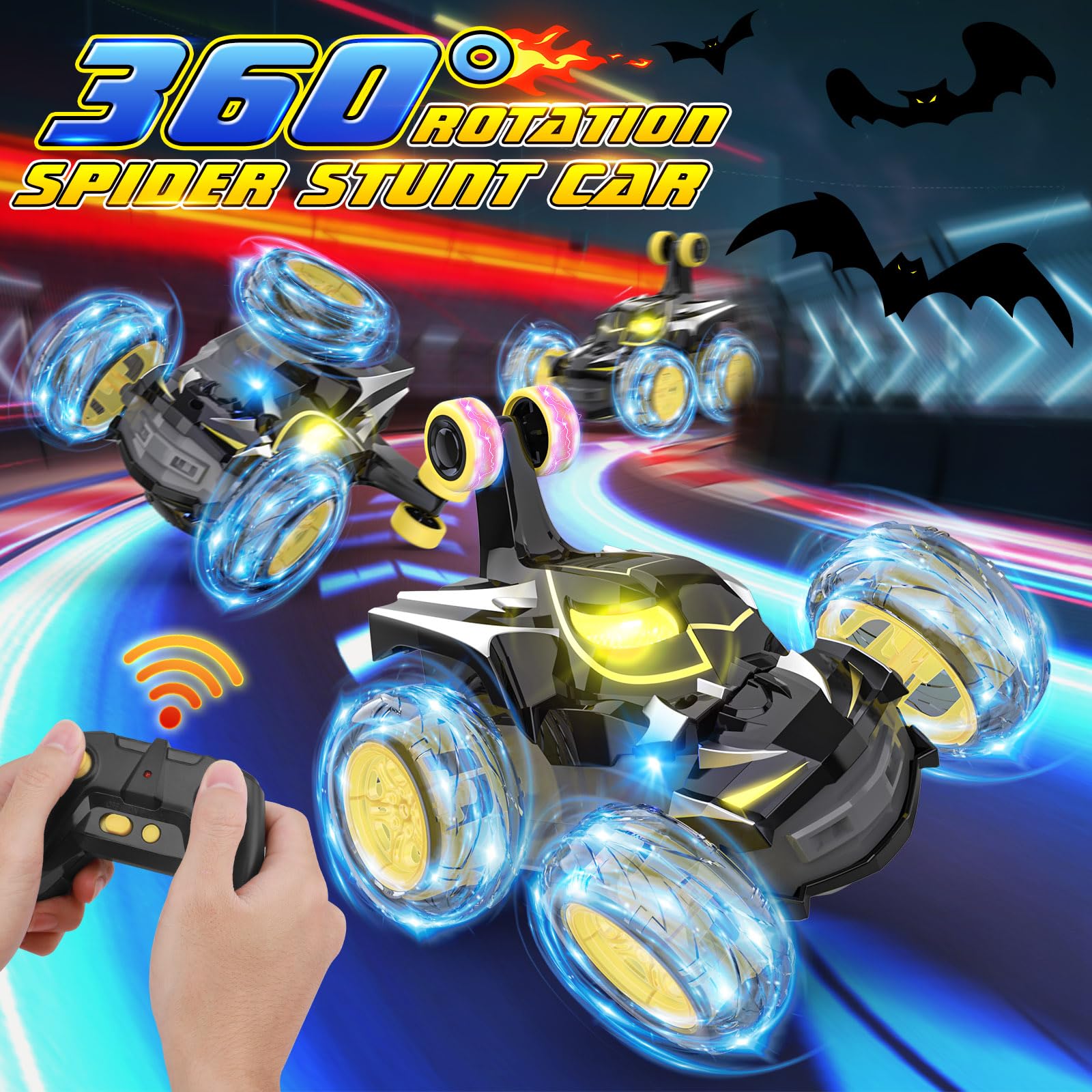Mafbeanl RC car with LED wheel lights for night-time fun