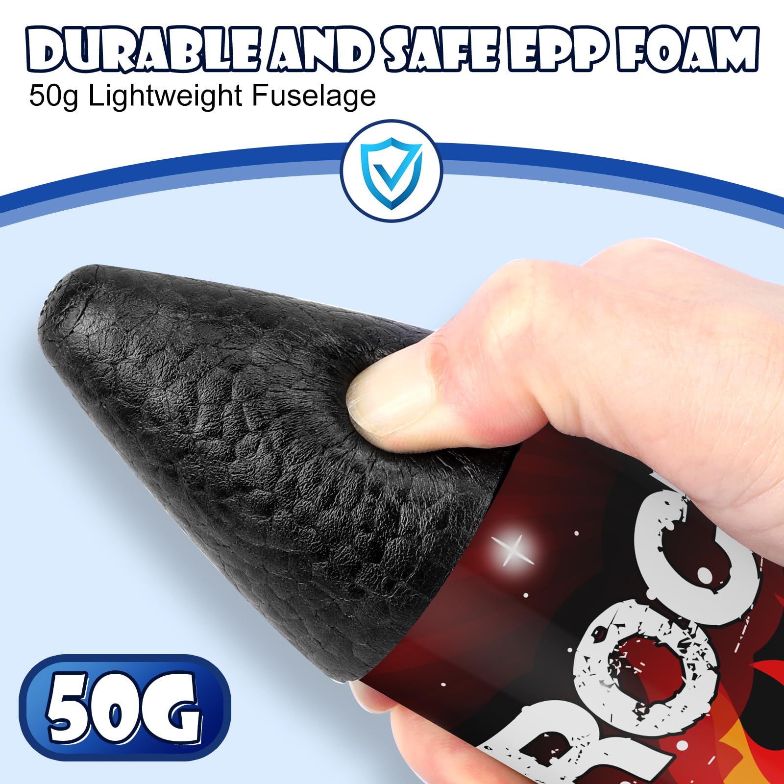 Mafbeanl safe landing design using durable EPP foam and parachute.