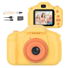Mafiti Kids Camera orange front view shows compact design for easy selfies.