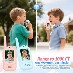Kids using Mafiti walkie talkies outdoors during play.