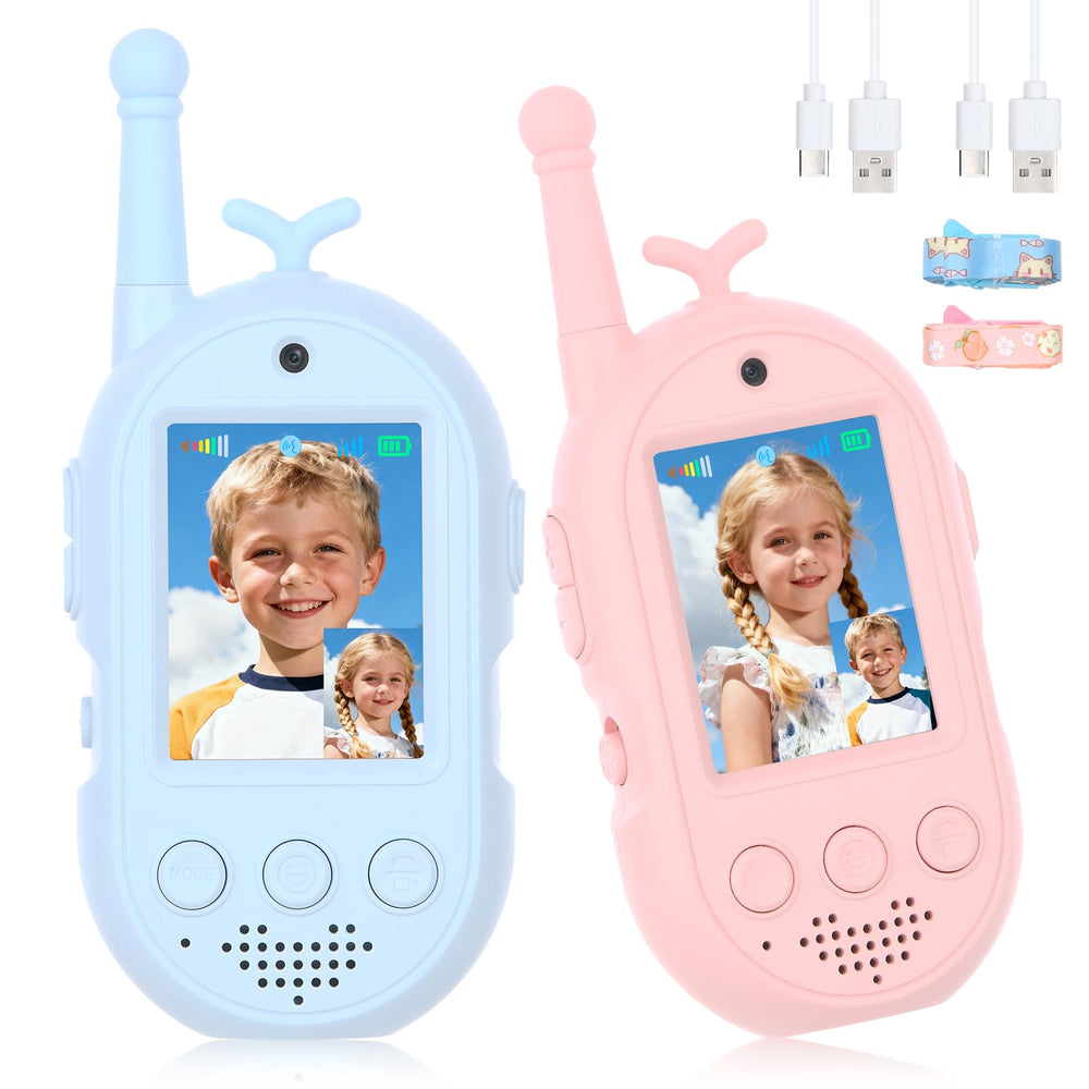 mafiti video walkie talkie kids face screen for real-time video chats outdoors