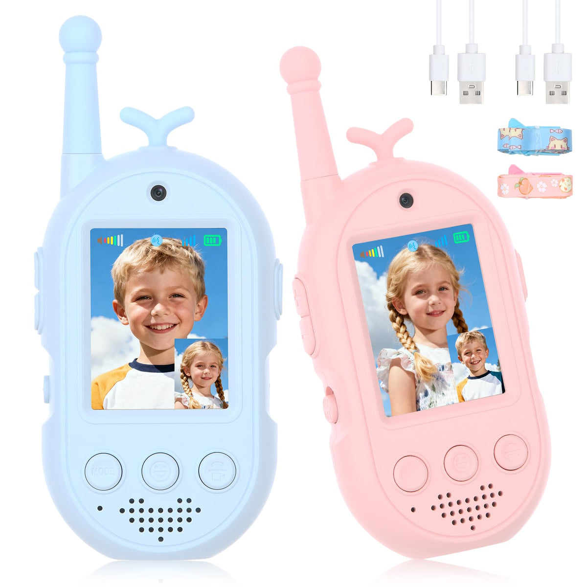 mafiti video walkie talkie kids face screen for real-time video chats outdoors