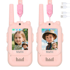 Mafiti video walkie talkies 2-pack in pink ideal for outdoor play.