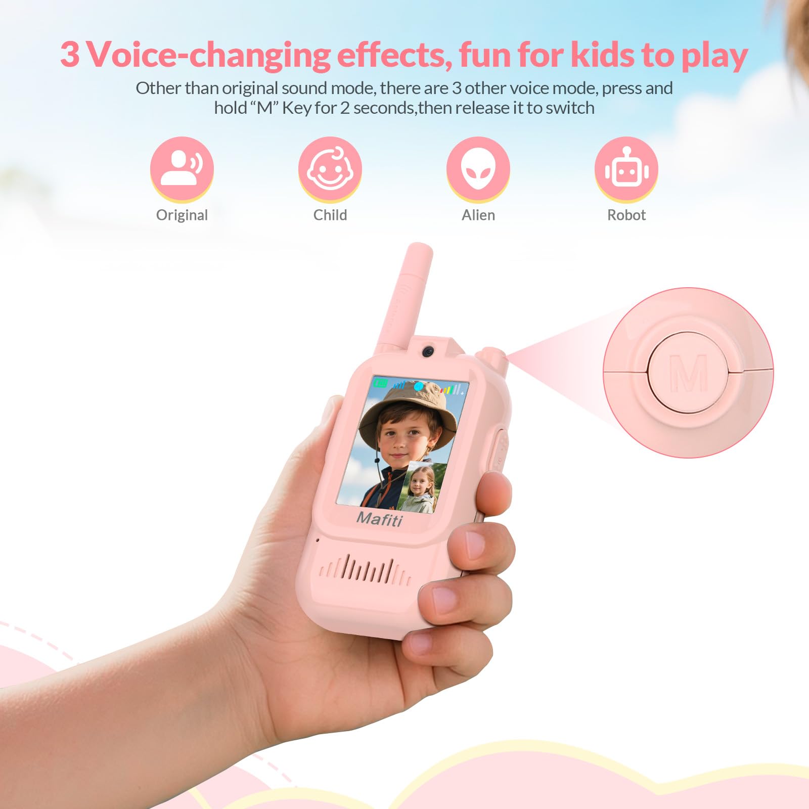 Mafiti voice changer with four effects adds playful imagination.
