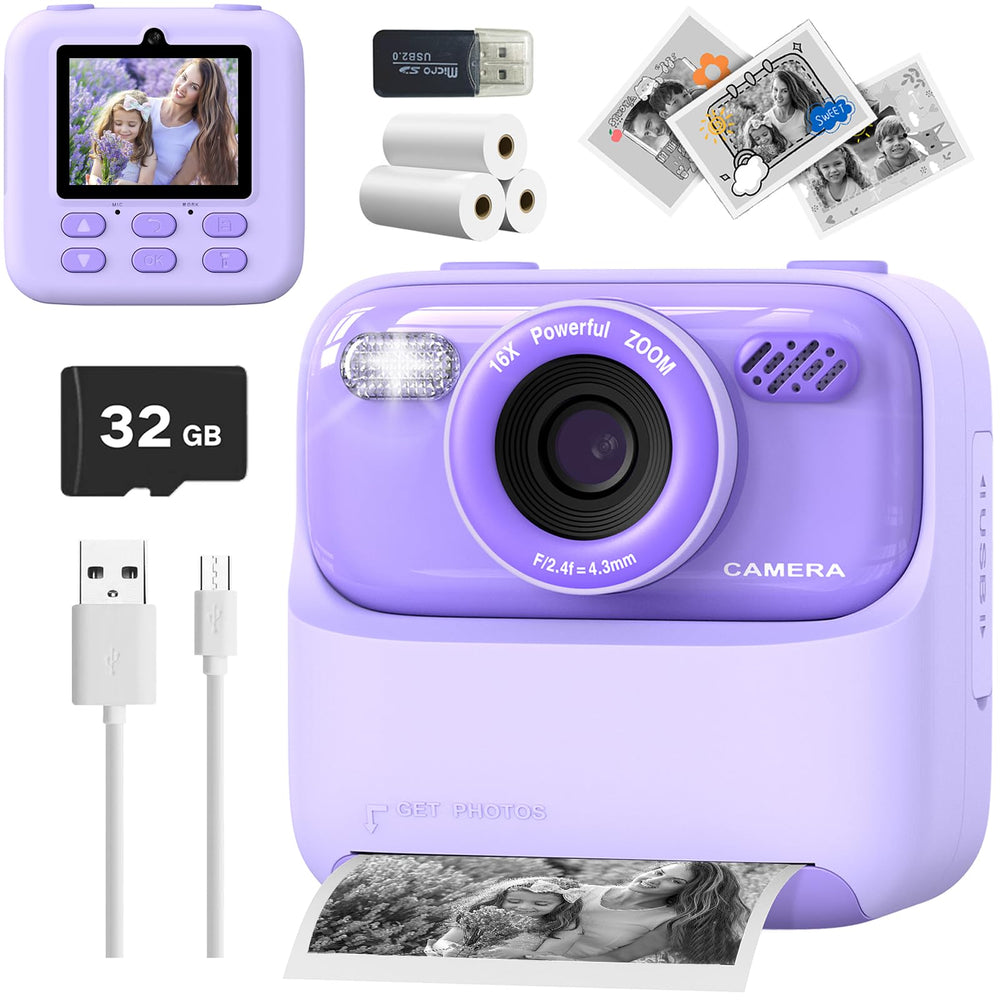 MgaoLo kids camera instant print with dual selfie mode for quick selfies