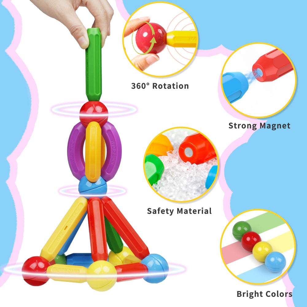 MAGBLOCK bright color accessories spark visual interest and early color recognition.
