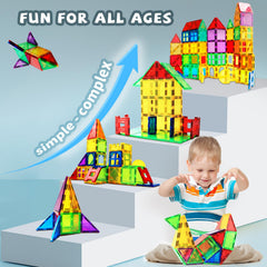 MAGBLOCK child builds with STEM tiles supporting creativity and problem solving