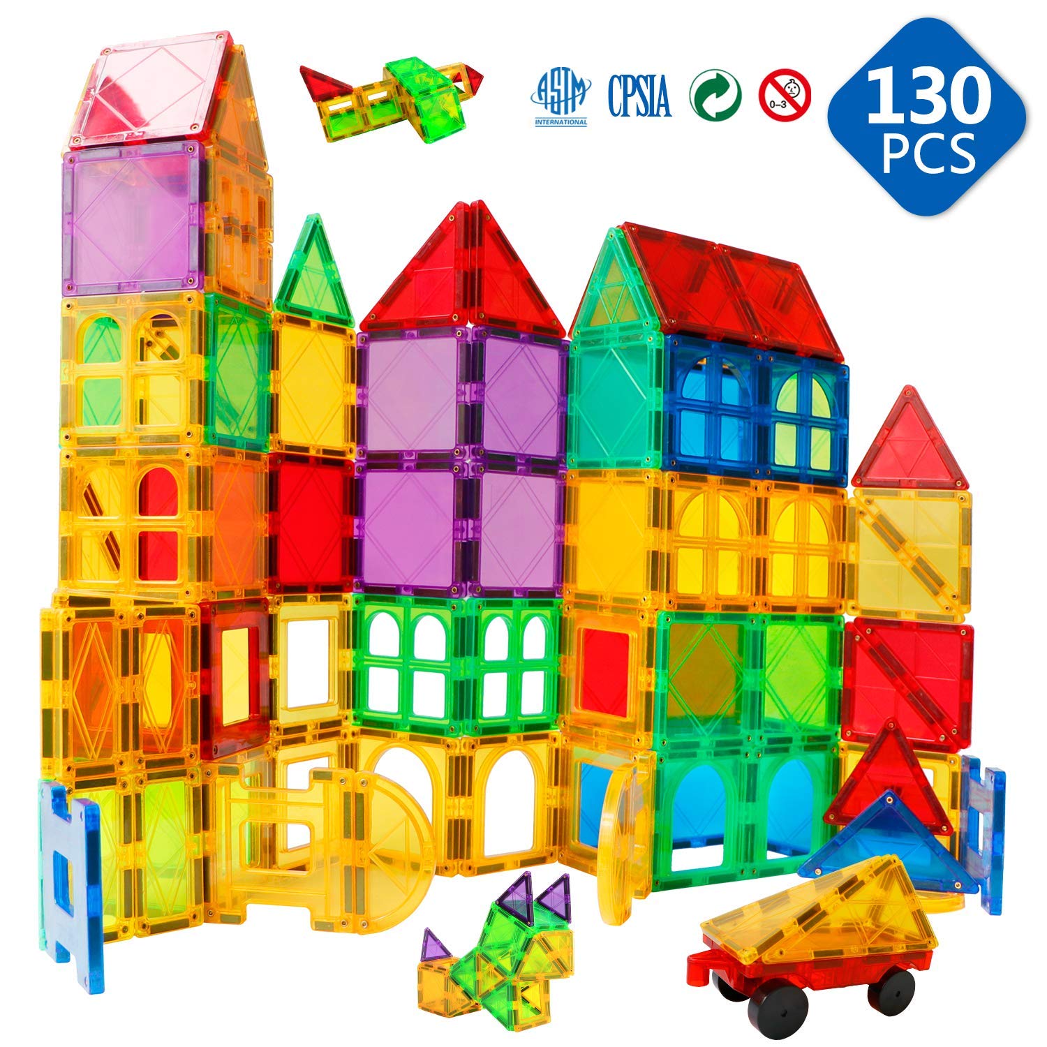 Children building imaginative structures with MAGBLOCK tiles together
