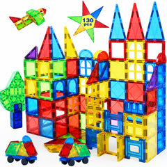 MAGBLOCK magnetic tiles 130-piece set shown for creative building and STEM play