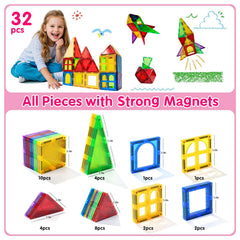 MAGBLOCK magnetic tiles colors shapes highlighting color and shape recognition during play.