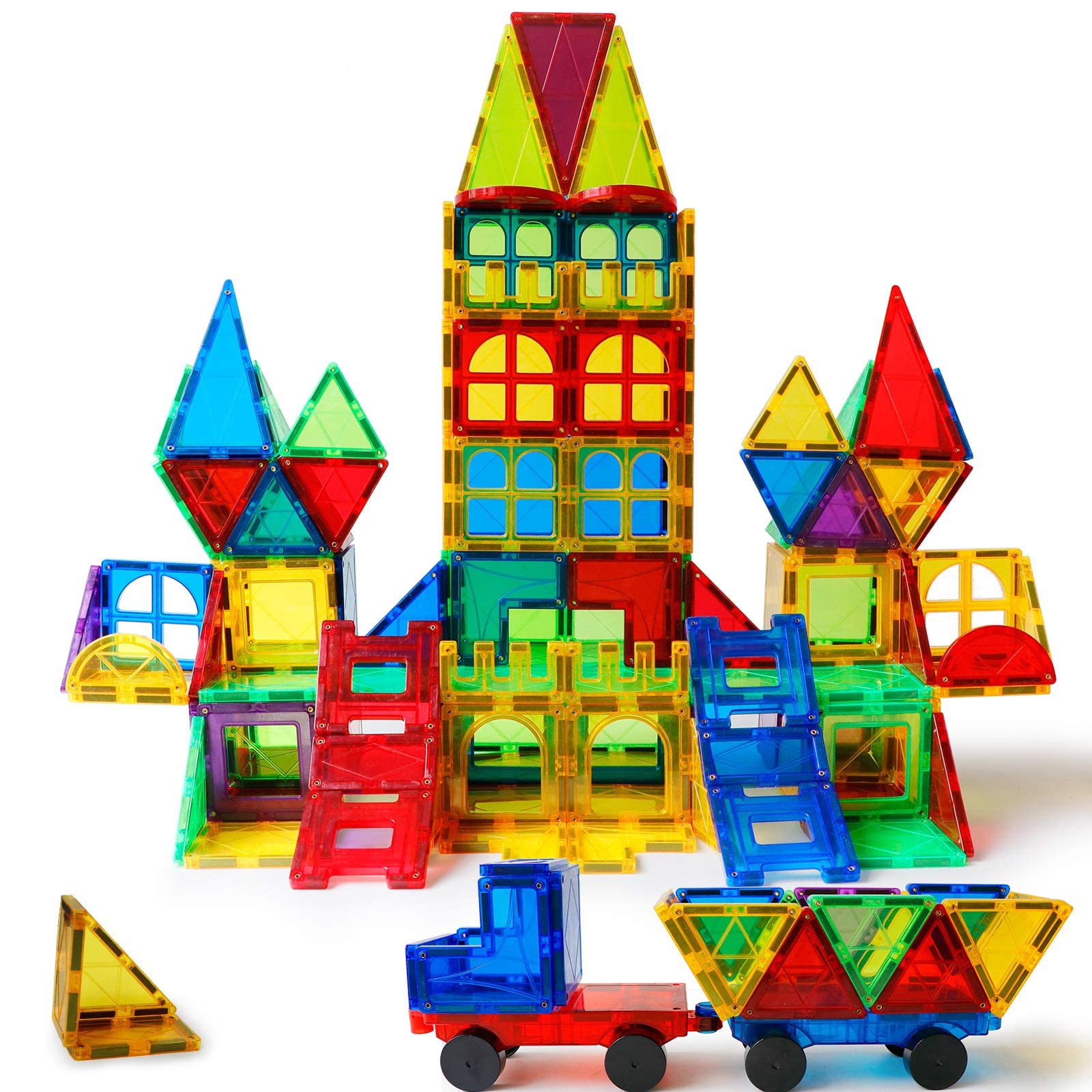 MAGBLOCK magnetic tiles forming a colorful house for collaborative play