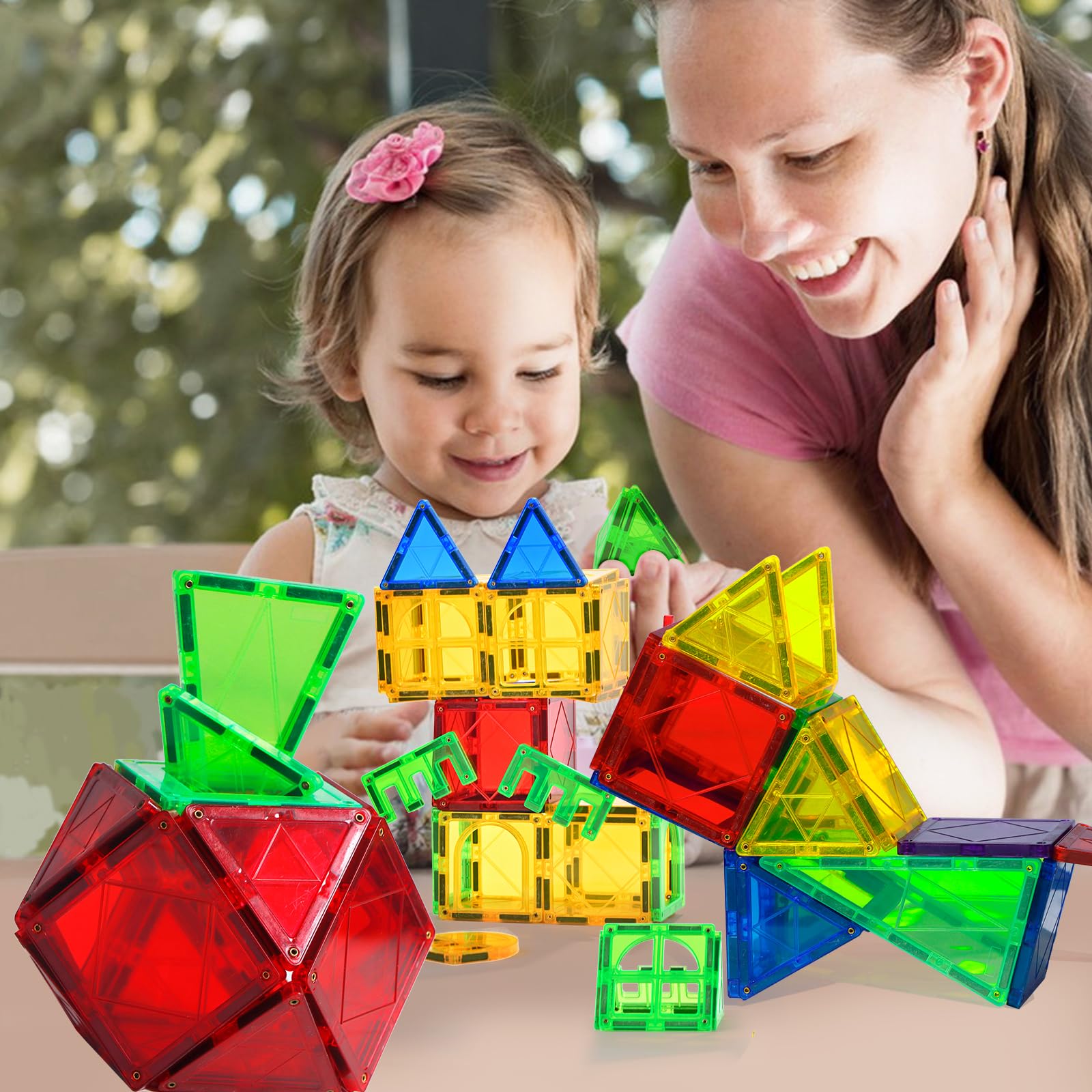 MAGBLOCK magnetic tiles building bricks shown for imaginative construction play.