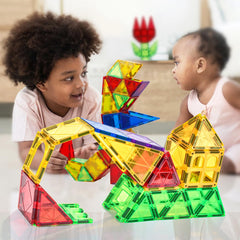 MAGBLOCK magnetic tiles reference-card included to guide model ideas.