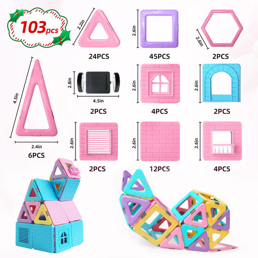 MAGBLOCK pastel tiles arranged for imaginative open-ended play