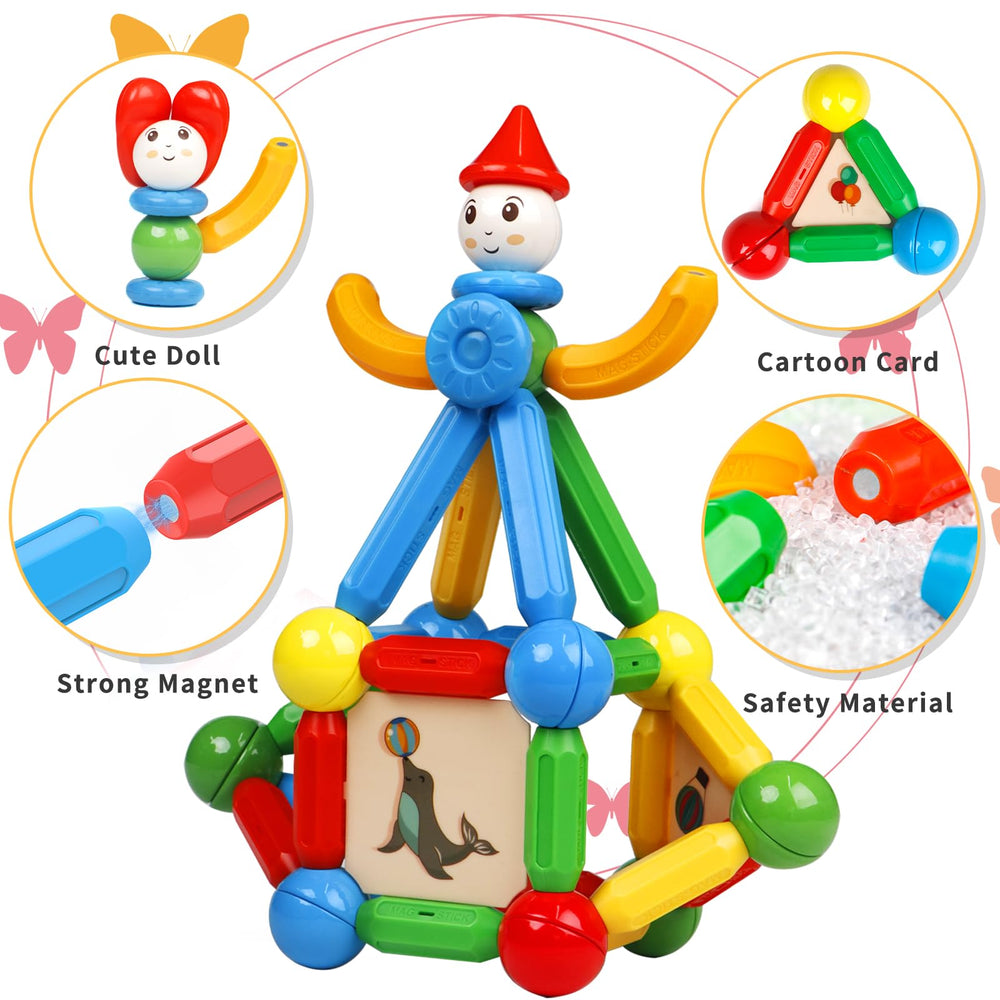 MAGBLOCK color plastic cards and doll accessories enabling playful scenes