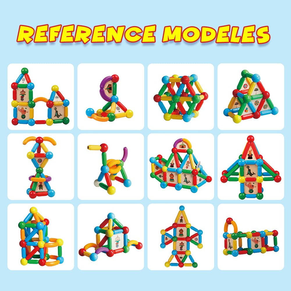 MAGBLOCK STEM learning toys support exploration and geometric shape recognition.