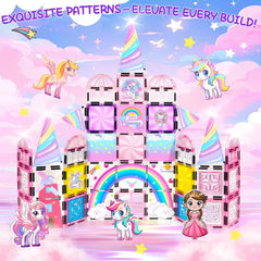 Magbubp Diamond Magnetic Tiles Doodle Kit invites personalized tile art on the castle.