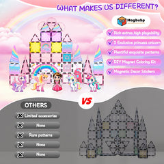 Magbubp Diamond Magnetic Tiles Four Unicorns and Dolls enable role-play and fantasy storytelling.