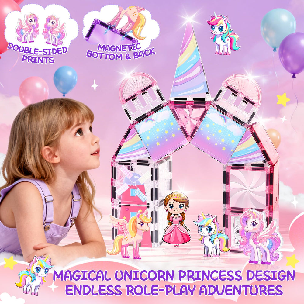 Magbubp Diamond Magnetic Tiles Princess Doll supports imaginative stories and cooperative play.