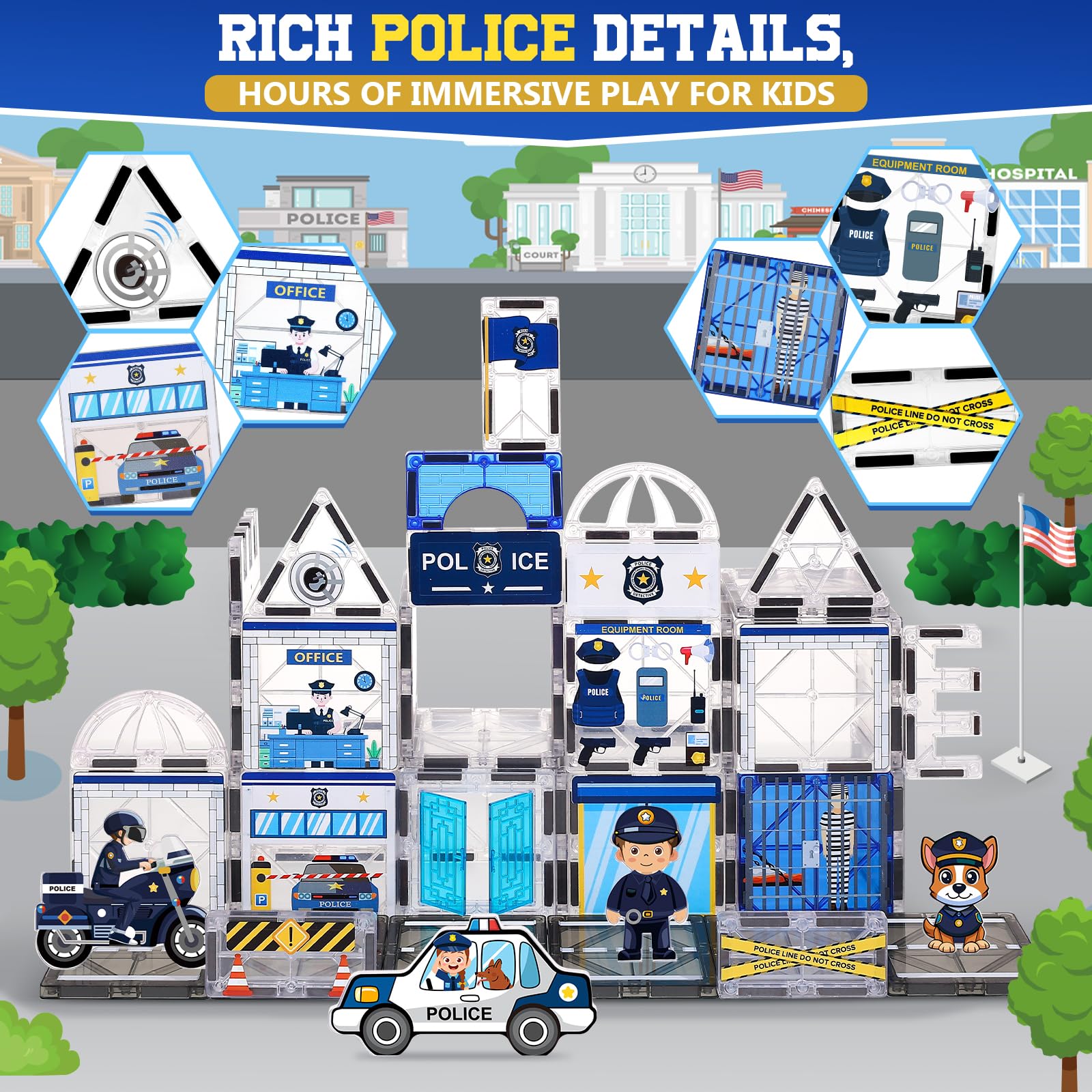 Magbubp police-dolls-figures-6-piece encourages storytelling and role-play confidence.