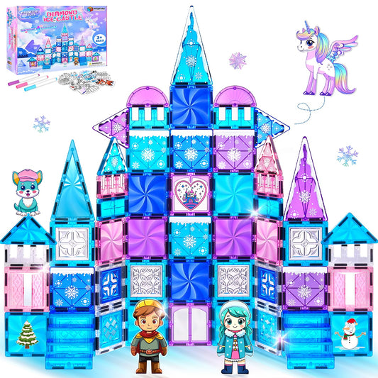 Magbubp princess castle tiles 112pcs with dolls, ideal for imaginative building play