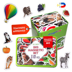 MAGDUM 110 fridge magnets with zoo animals for toddler recognition on the fridge
