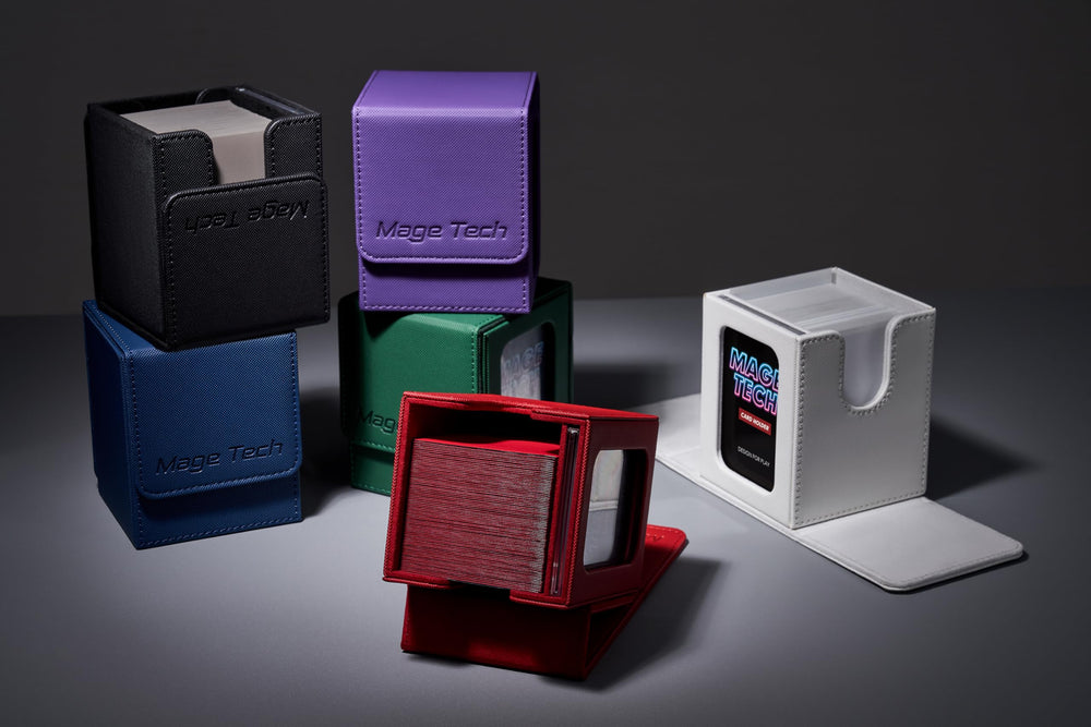 Mage Tech blue deck box ideal for organized, stylish play.
