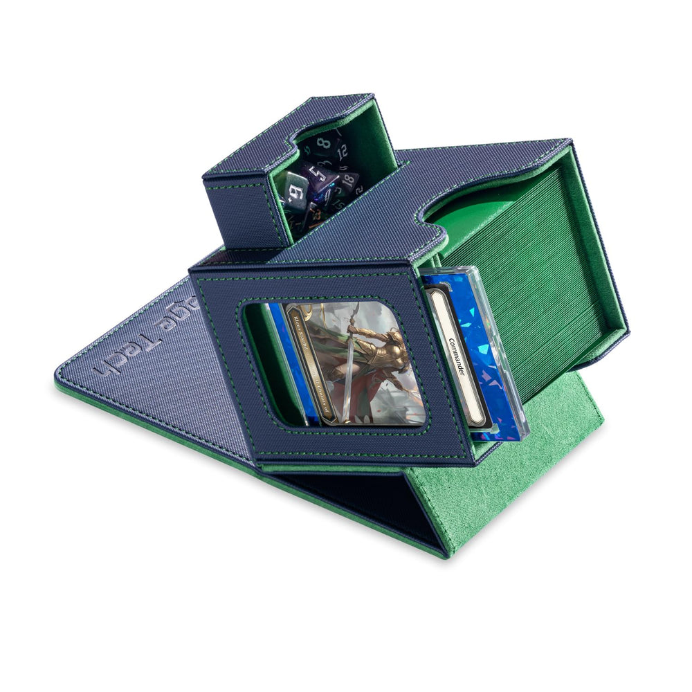 Mage Tech deck box showing commander display slot for easy viewing