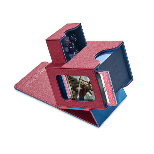 Mage Tech Card Deck Box displaying a Commander in its dedicated slot for easy viewing.