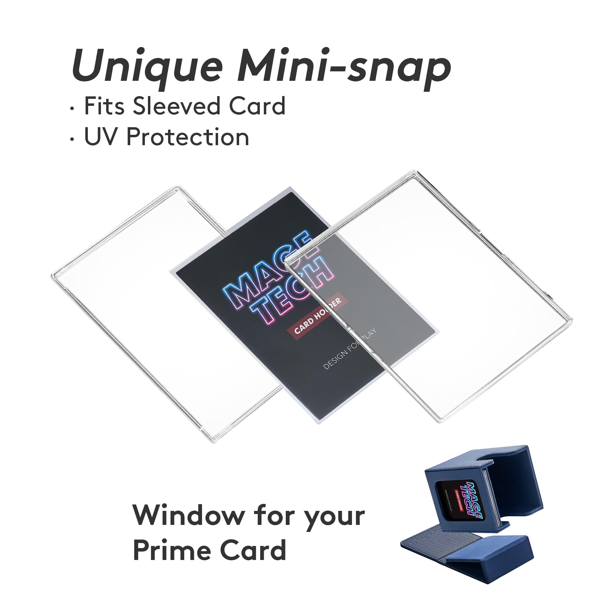 Mage Tech durable storage for sleeved cards during travel.