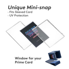 Mage Tech durable storage for sleeved cards during travel.
