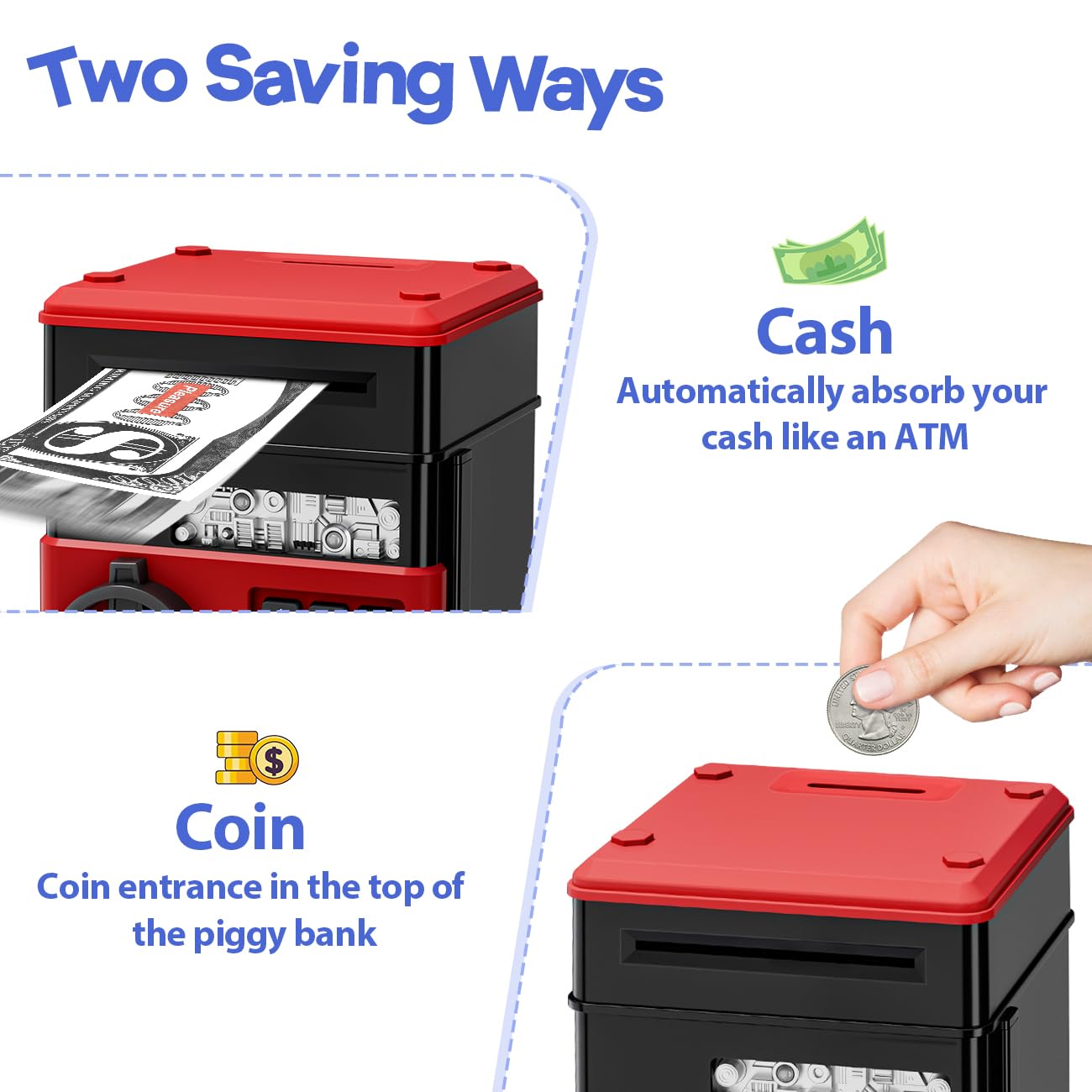 MAGIBX banknote roller deposits bills smoothly for easy saving practice.