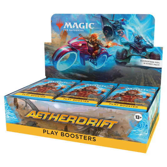 Magic: The Gathering Aetherdrift box topper cards gleam for a high-impact opening.