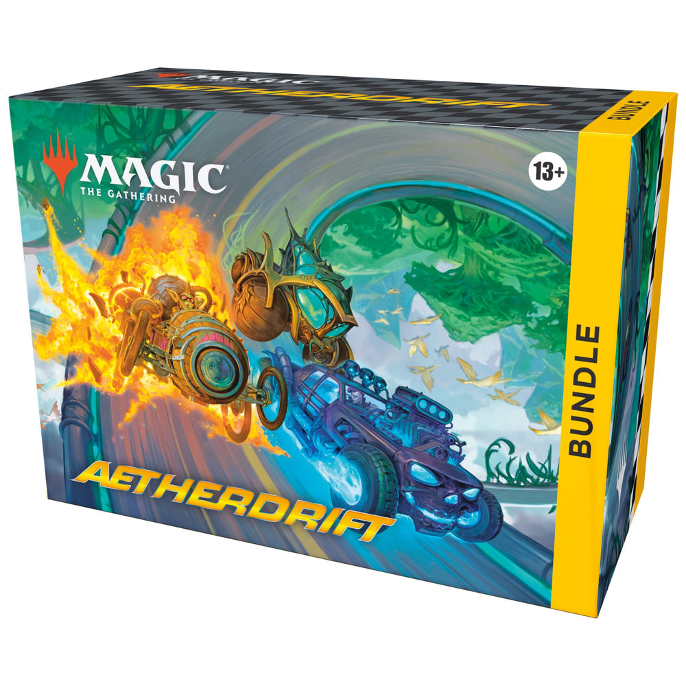Magic: The Gathering Aetherdrift Bundle boosters displayed for fast drafting and deck-building