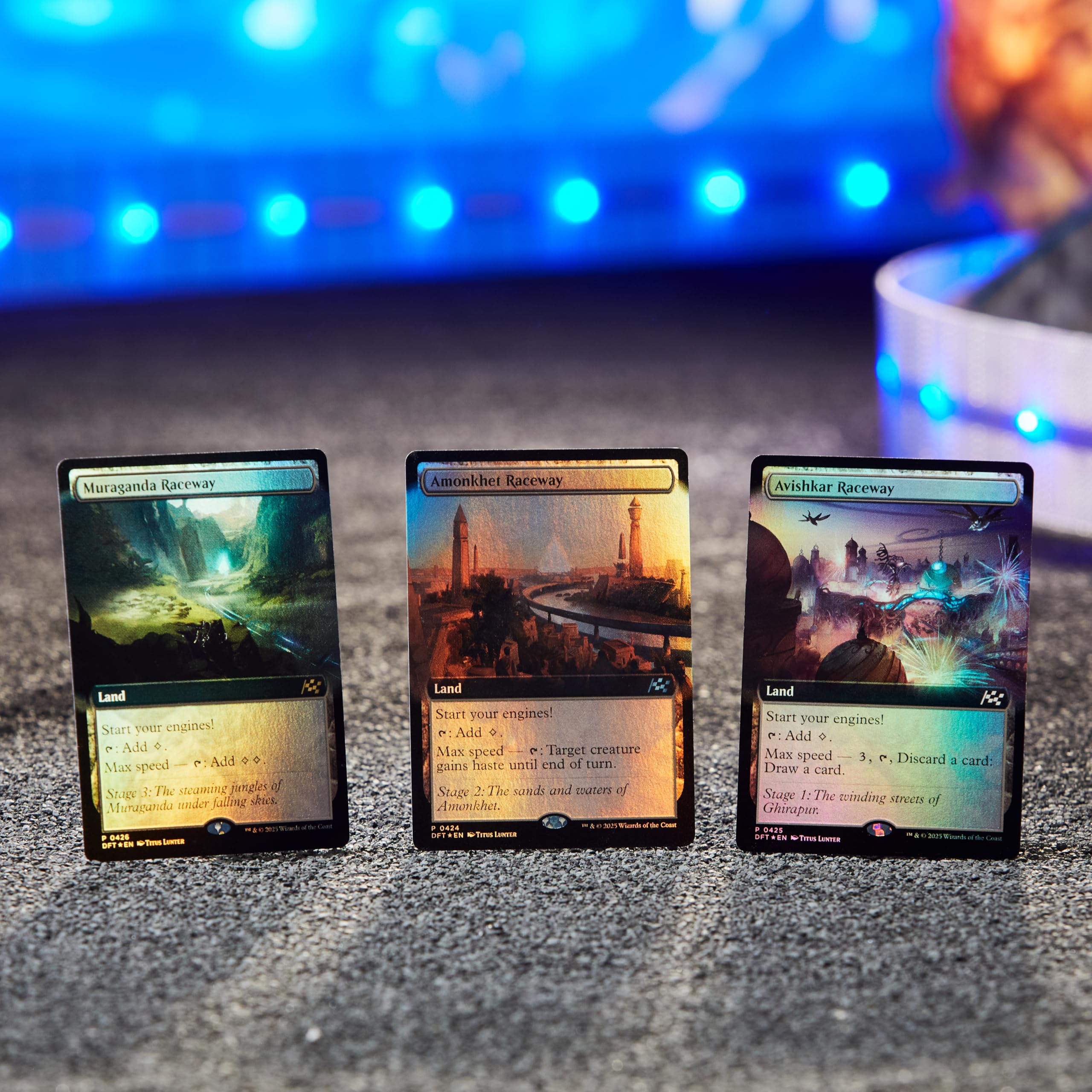 Magic: The Gathering Aetherdrift Finish Line Bundle extended-art cards showcase exclusive art