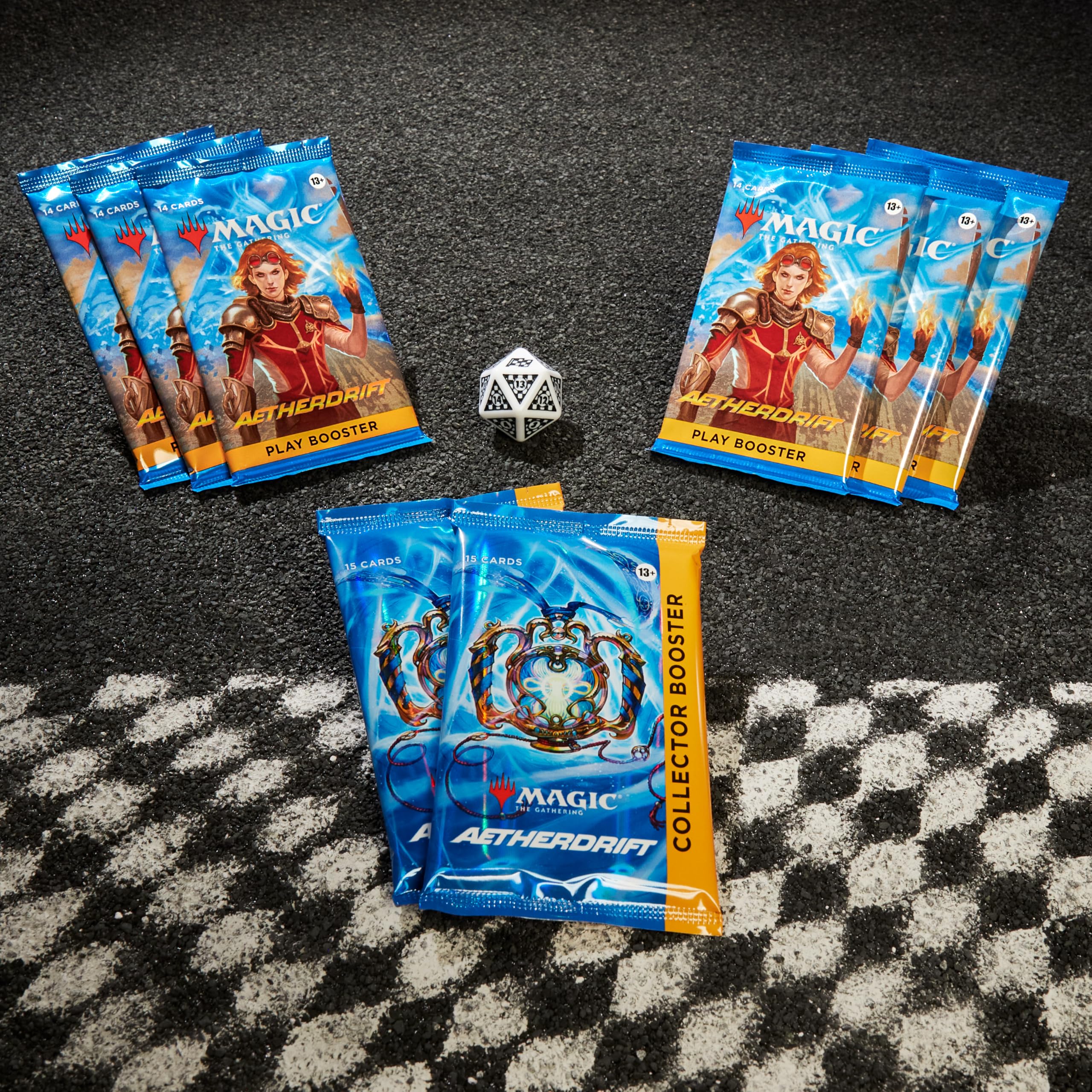 Magic: The Gathering Aetherdrift Finish Line Bundle traditional foil lands enhance shine and consistency