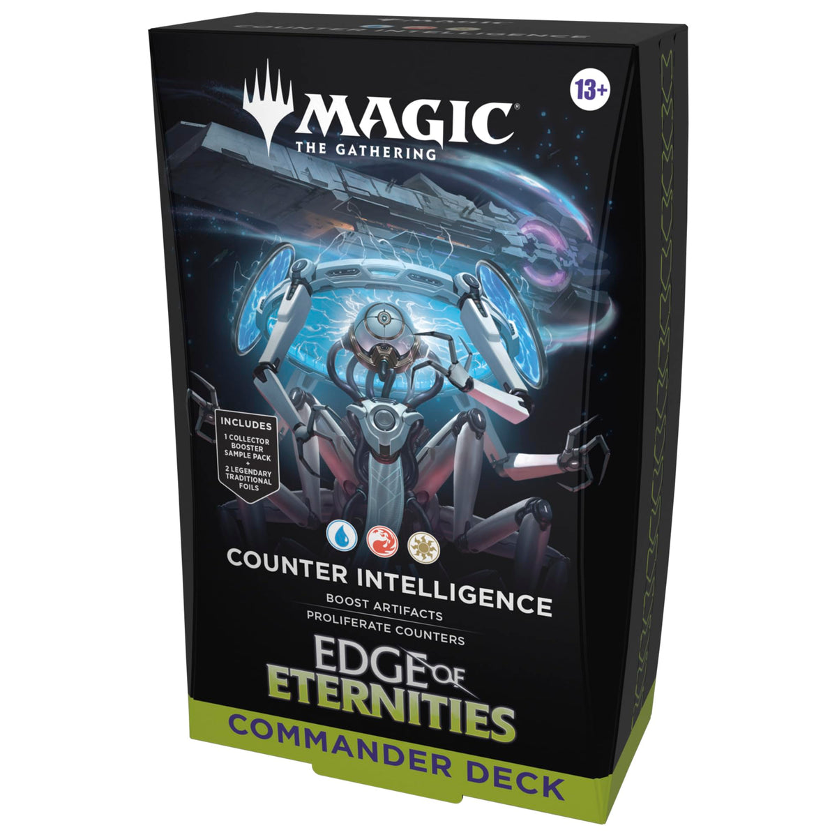 Magic: The Gathering Edge of Eternities Counter Intelligence deck front showcases bold borderless art.
