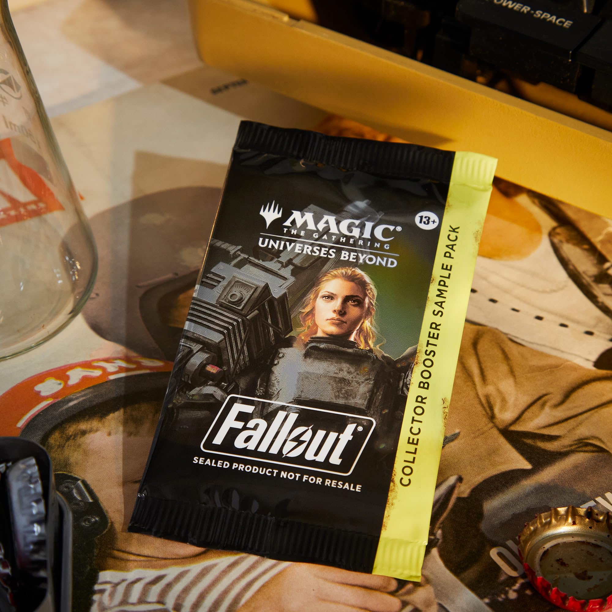 Magic Fallout tokens and life wheel with strategy insert for enhanced gameplay.