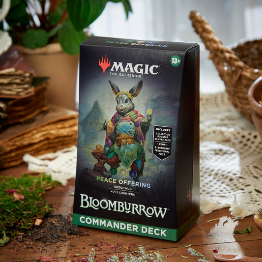 Magic: The Gathering Bloomburrow Peace Offering Collector Booster sample pack image, showing foil possibilities.