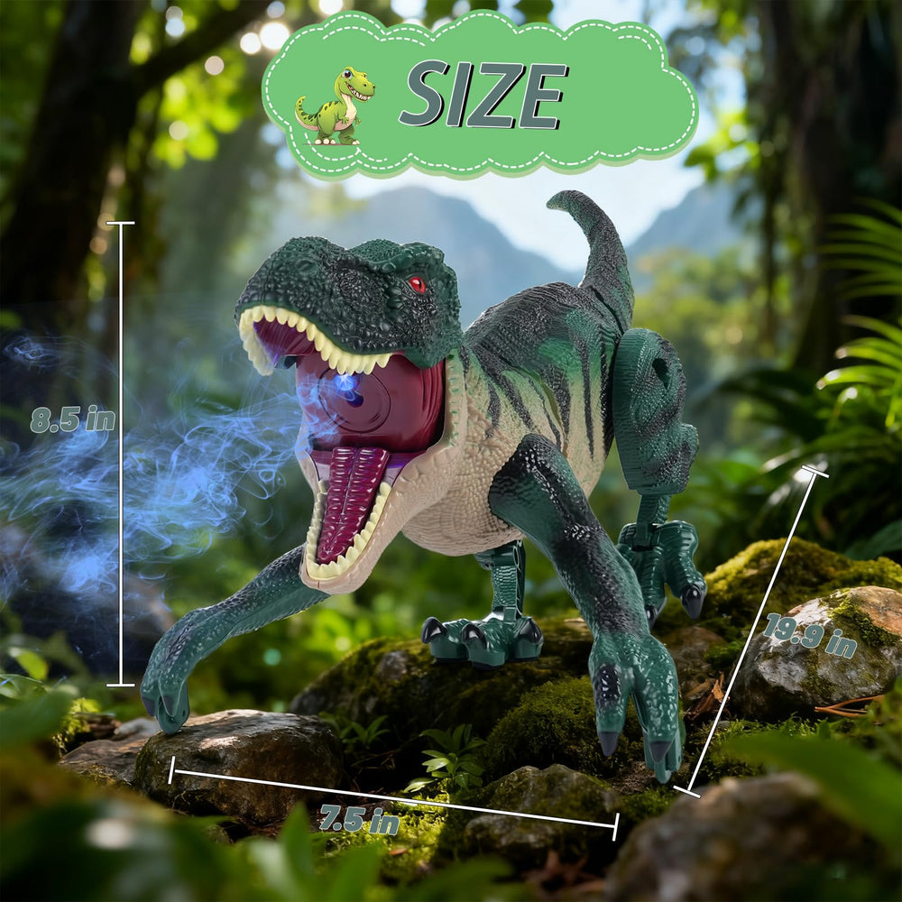 MagicKidz remote-control-dinosaur back-sensor responds to touch for interactive play.