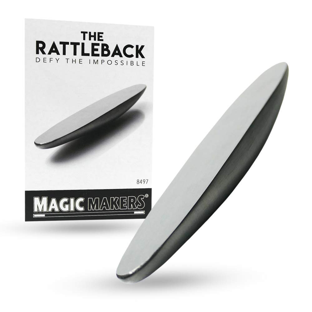 Magic Makers Rattleback in gleaming metal alloy for collector display