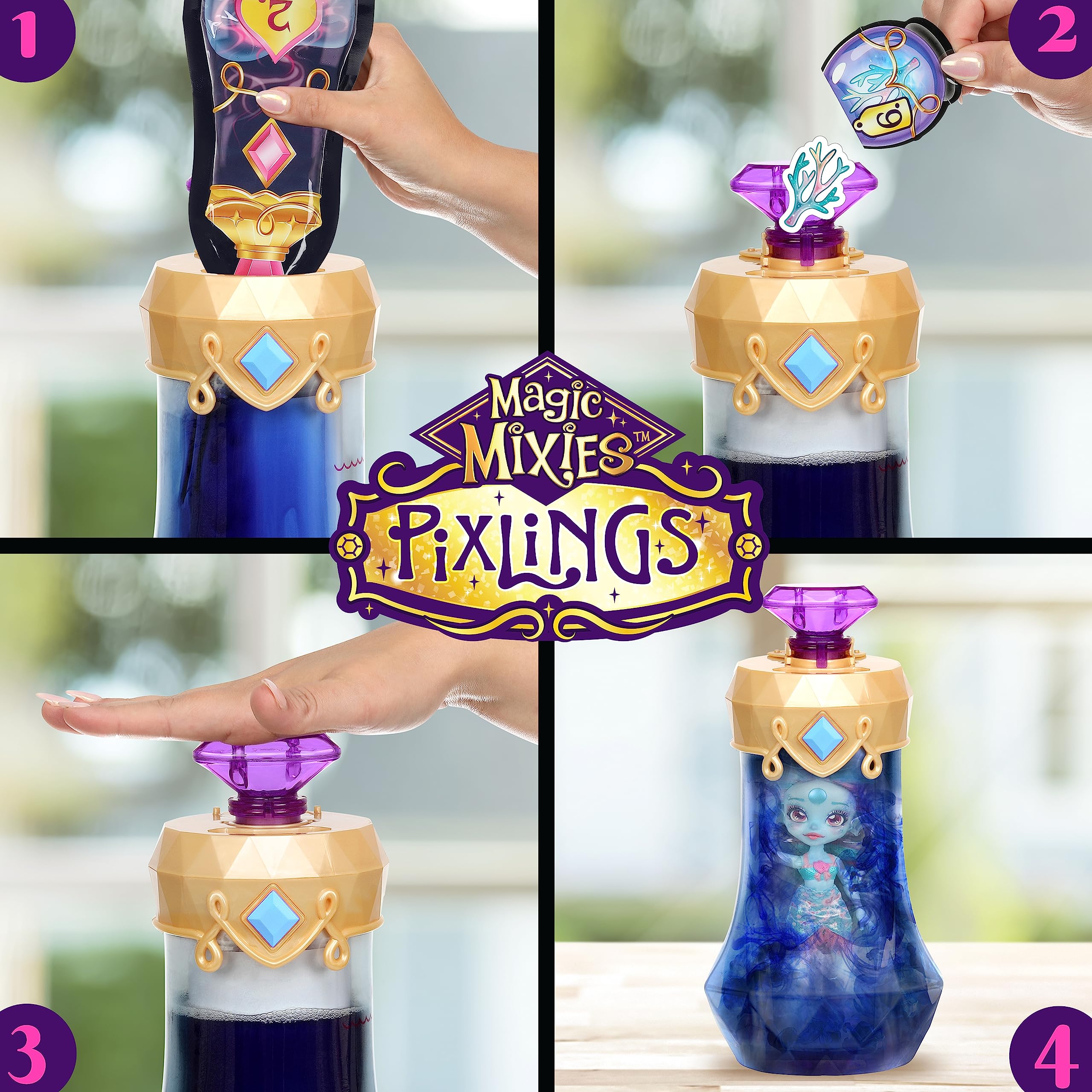 Magic Mixies Pixlings Marena Mermaid Crystal Gem topper press seals the moment