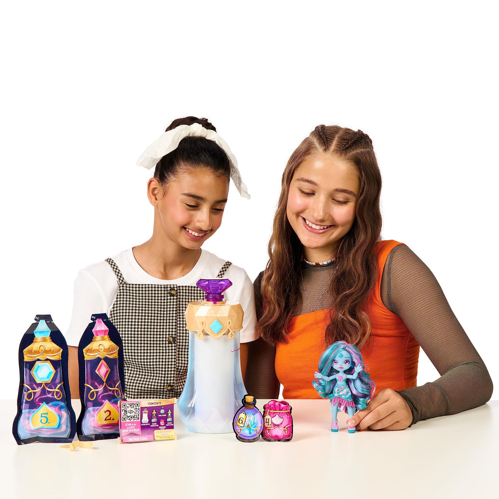 Magic Mixies Pixlings Marena Mermaid blue potion color forms during the mix