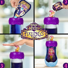 Magic Mixies Pixlings Shimmerverse included doll stand for easy display after the reveal.